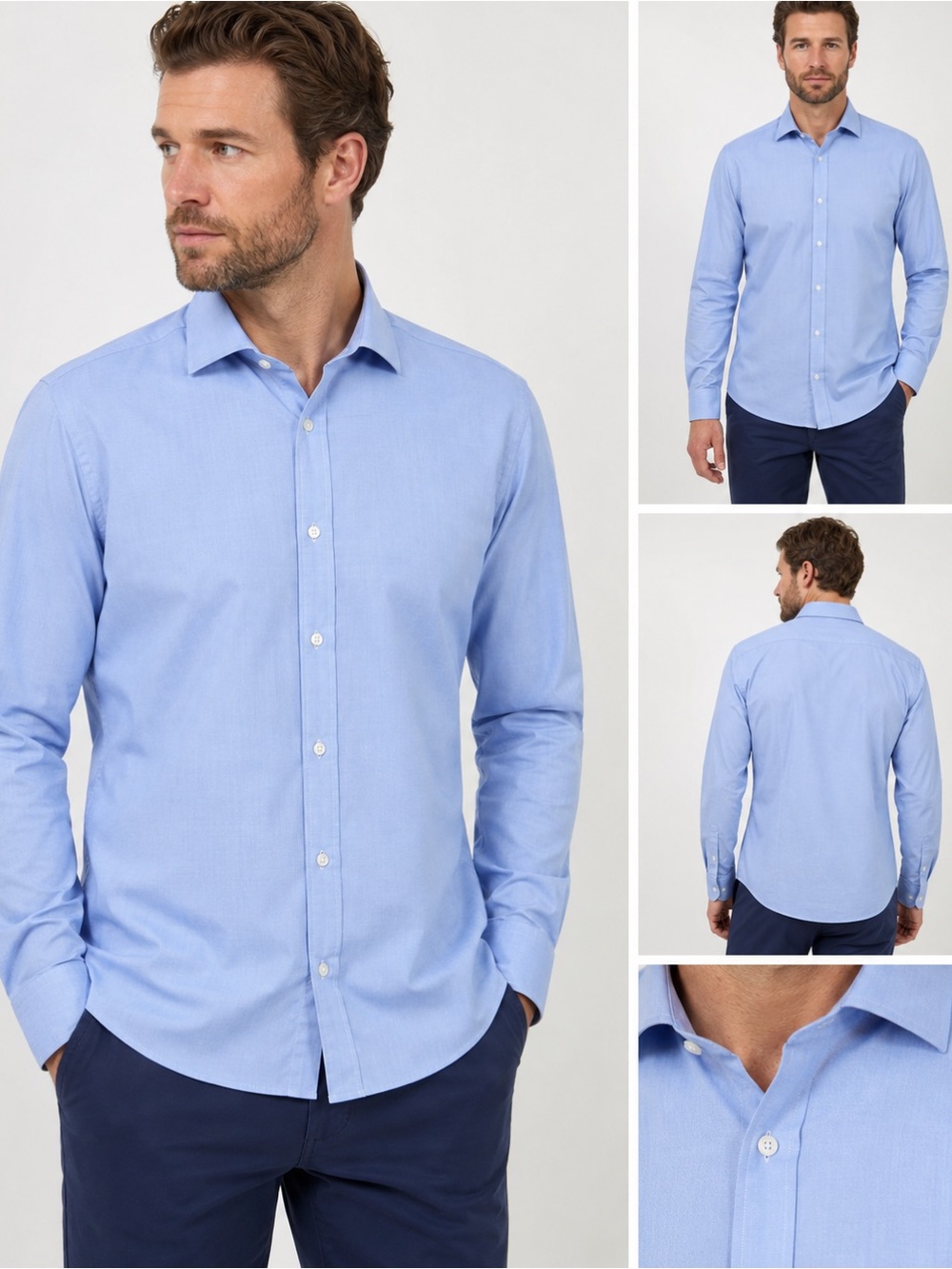 Alton Lane Men's Light Blue Long-Sleeve Dress Shirt - Classic Spread Collar